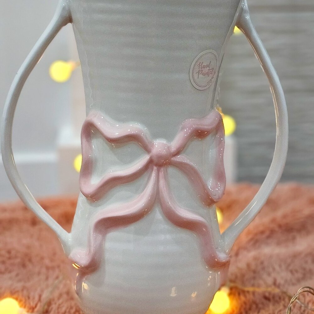 Viral Coquette Pink Bow Vase - Hand-Painted NWT